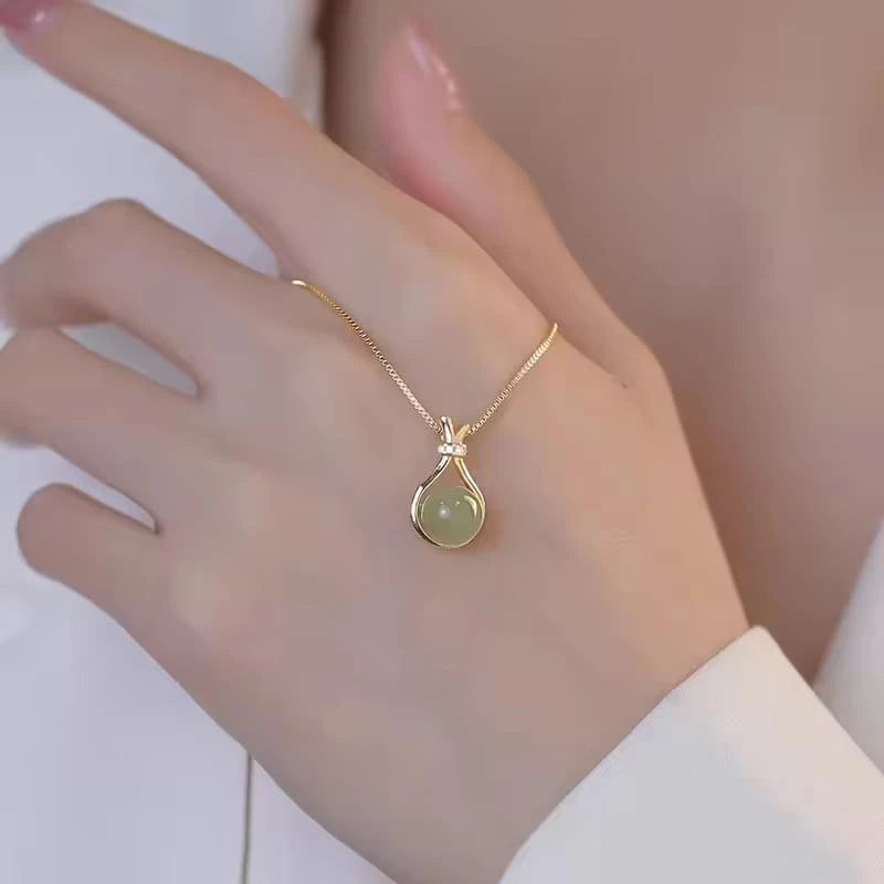 Stainless steel-green lucky bag pendant necklace