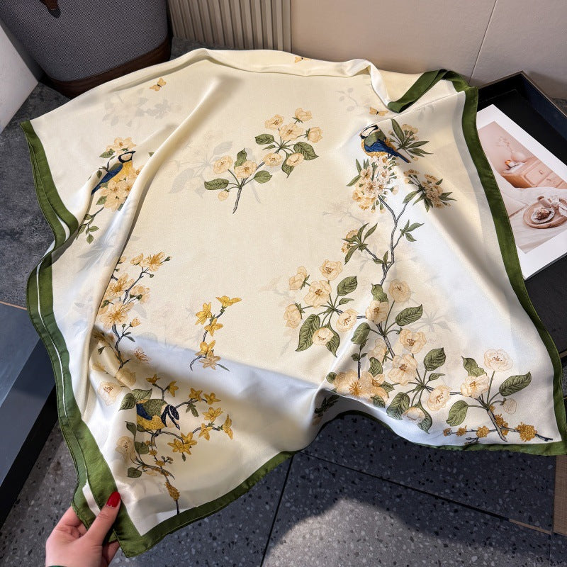 Beautiful flower printed soft silk hijab / orna