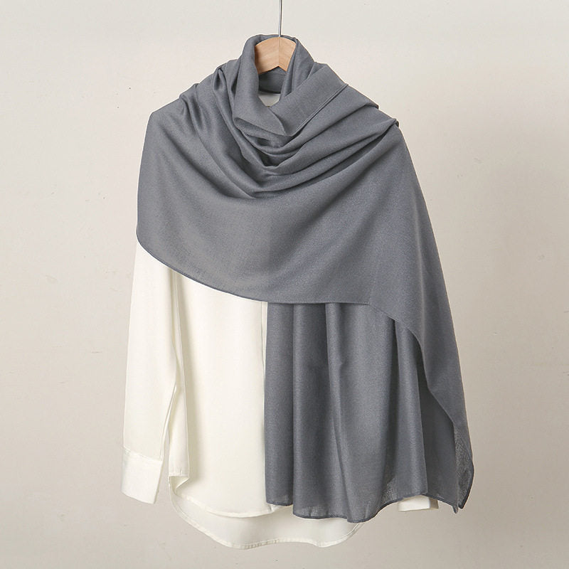 Elegant dark gray color long cotton hijab / orna
