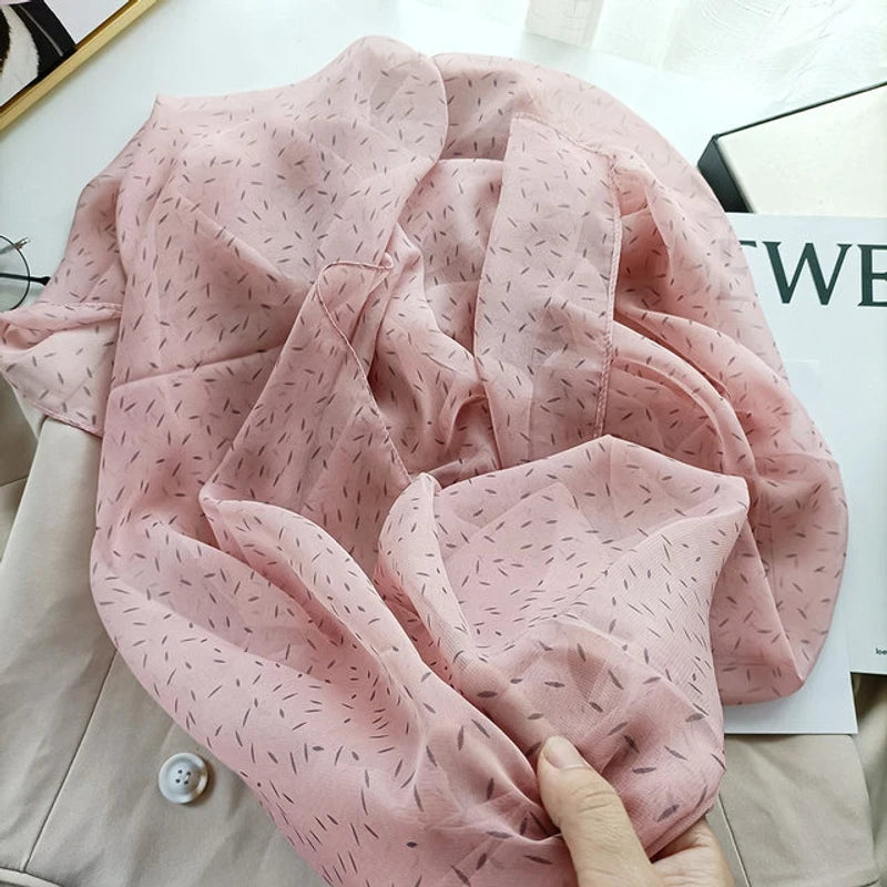 Pretty pink colour georgette soft long scarf / orna