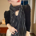 Elegant Black Color Summer-Friendly Soft Long Polka Dot Printed Hijab / Orna