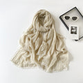 Sophisticated Off White Versatile Artistic Lace Edged Imported Premium Summer Friendly Cotton Hijab / Orna