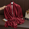 Gorgeous Maroon Color Long Shiny Imported Satin Silk Hijab / Orna