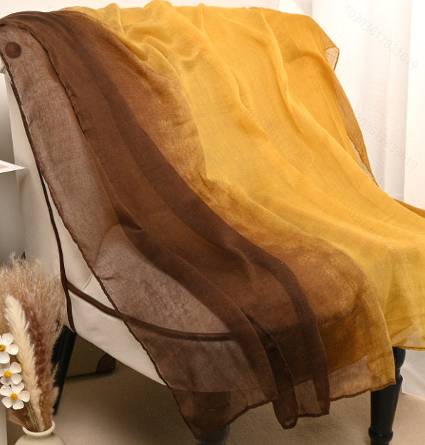 Beautiful Mustard Yellow & Brown Gradient Long Soft Imported Sun Protection Summer Friendly Hijab / Orna
