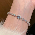 Stunning Blue Color Light Luxury Niche Exquisite High-End Trendy Zircon Adjustable Imported Bracelet for Women with Elegant Sparkling Crystal Design
