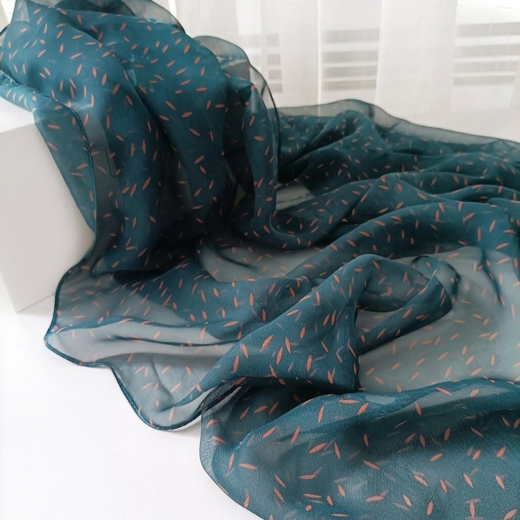 Greenish blue soft long georgette scarf / orna