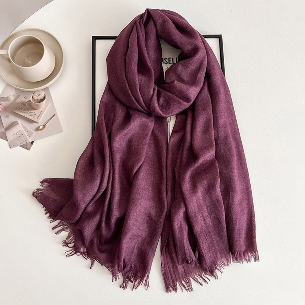 Classy Dark Purple Imported Super Soft Big Size Summer Friendly Cotton Hijab / Orna