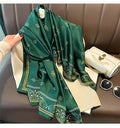 Elegant green colour floral printed silk hijab