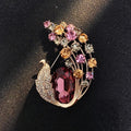 Elegant Golden-Tone Imported Brooch Pin With Sparkling Gemstone