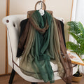 Fashionable Forest Green & Brown Gradient Long Soft Imported Sun Protection Summer Friendly Hijab / Orna