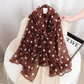 Classy Dark Coffee Color Polka Printed Soft Lightweight Long Hijab / Orna