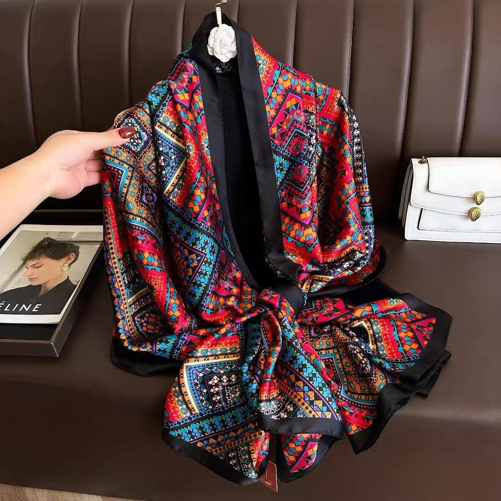 Bohemian printed multicolored silk hijab / orna