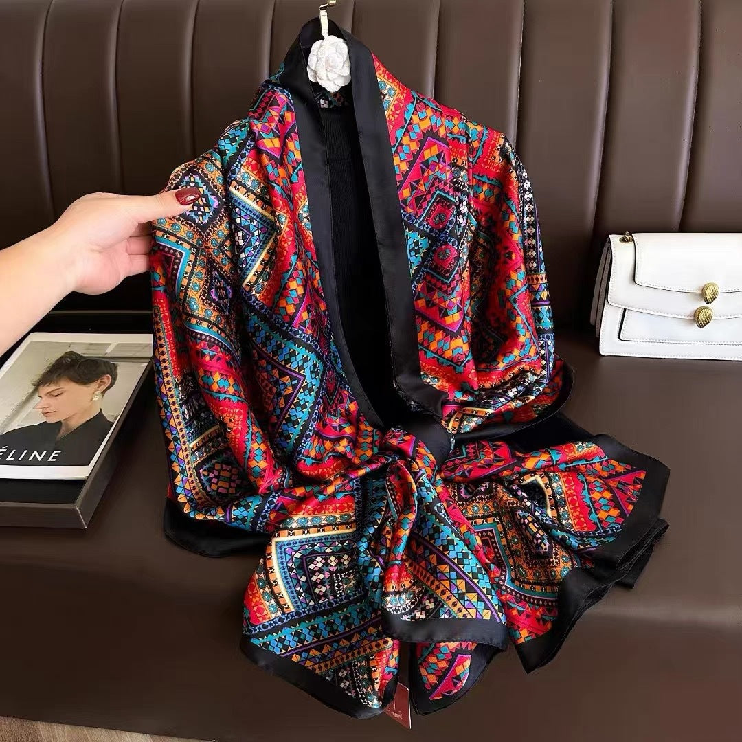 Bohemian printed multicolored silk hijab / orna