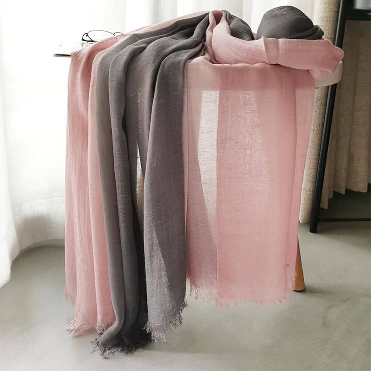 Imported pink & grey gradient color soft cotton hijab