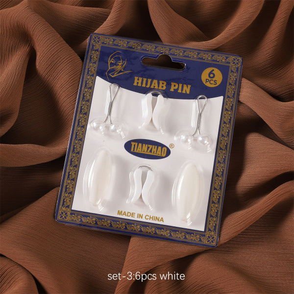 Foreign Trade Imported Simple Plastic Black Safety Pin suit Cap Needle Silk Scarf Clip Neck Clip Headscarf Needle Pearl Clip Scarf Clip