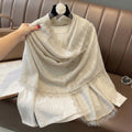 Sophisticated Off-White New Japanese Travel Sunscreen Literary Retro Women's Summer Friendly All-match Solid Color Long Cotton Lace Hijab / Orna
