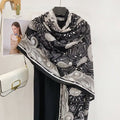 Classy Black Color Imported Summer Friendly Printed Long Hijab / Orna