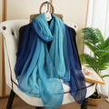 Elegant Royal Blue & Navy Gradient Soft Imported Sun Protection Summer Friendly Hijab / Orna