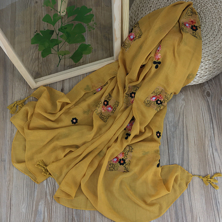 Beautiful Mustard Yellow Colour Long Tassel Hijab/Orna