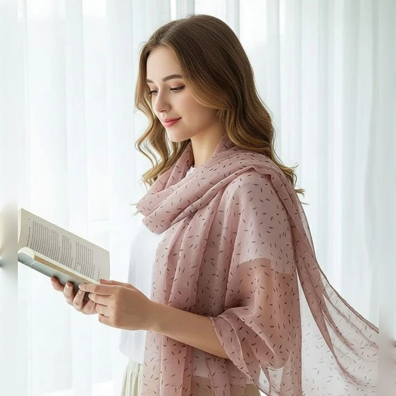 Pretty pink colour georgette soft long scarf / orna