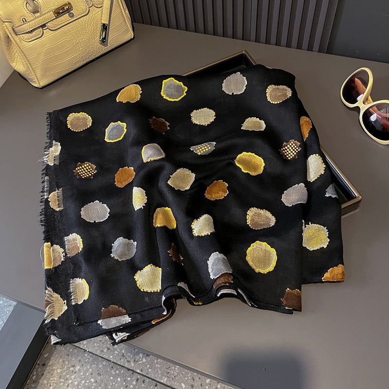 Classy black color polka dot printed cotton hijab / orna