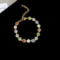 Colorful Light Luxury Real Gold Electroplated Zircon Oval Diamond Adjustable Bracelet Fashion High Sense Imported Bracelet Commuter All-match Bracelet