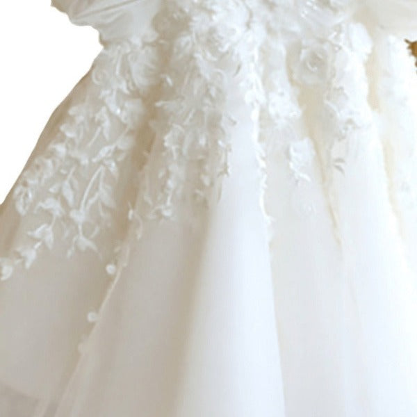 Imported Baby Girl's Pompous Dress White Lace Western Style Children's Birthday Banquet Princess Dress Wedding Flower Girl Dress