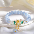 Elegant blue color camelia breaded bracelet