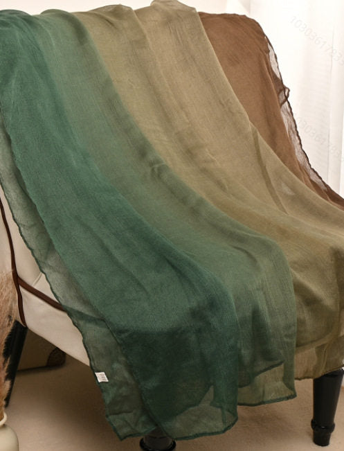 Fashionable Forest Green & Brown Gradient Long Soft Imported Sun Protection Summer Friendly Hijab / Orna