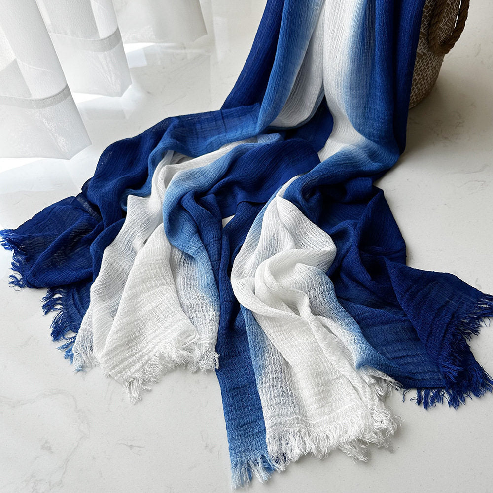 Elegant Blue & White Color Rayon Cotton Long Hijab
