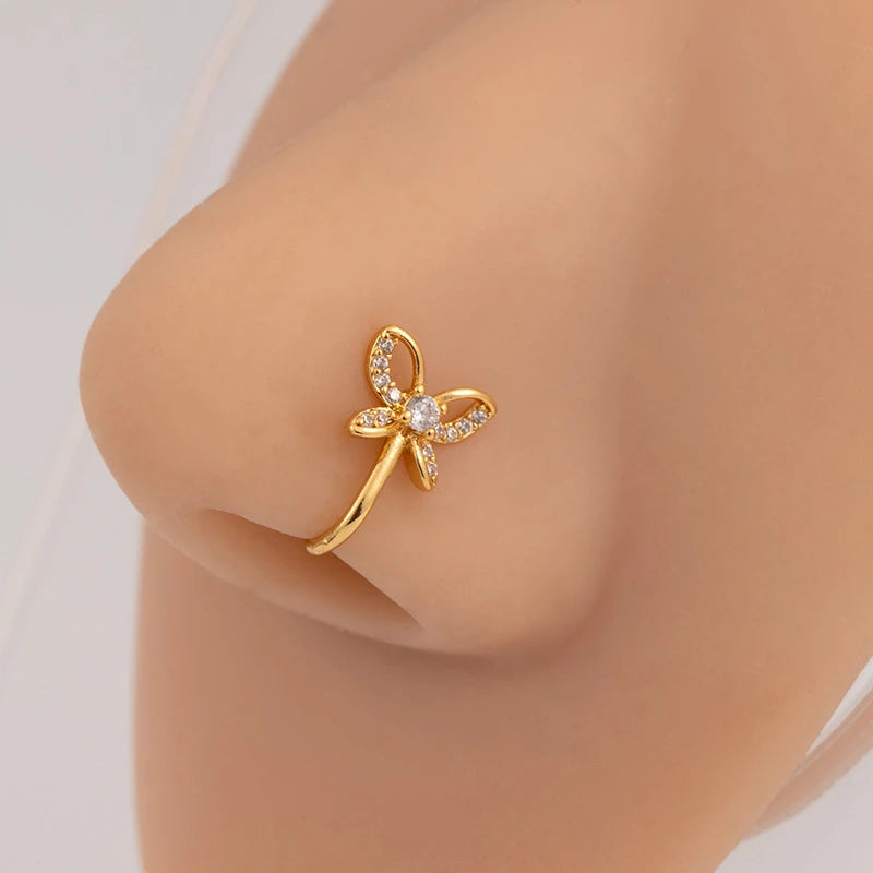 Butterfly Sparkling Zircon Without Piercing Nose Ring