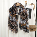 Stylish Black Color Ethnic Wave Striped Imported Soft Summer Friendly Long Hijab / Orna