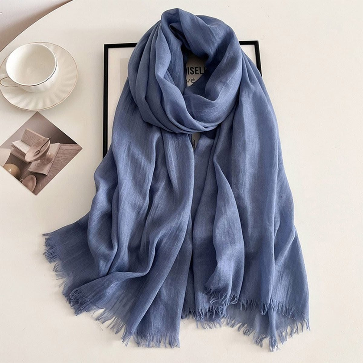 Classy Dusty Blue Imported Super Soft Big Size Summer Friendly Cotton Hijab / Orna