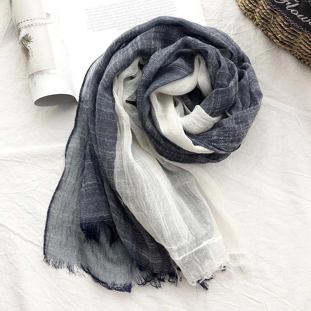 Navy blue color long cotton hijab / orna