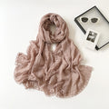 Pretty Pink Color Versatile Artistic Lace Edged Imported Premium Summer Friendly Cotton Hijab / Orna