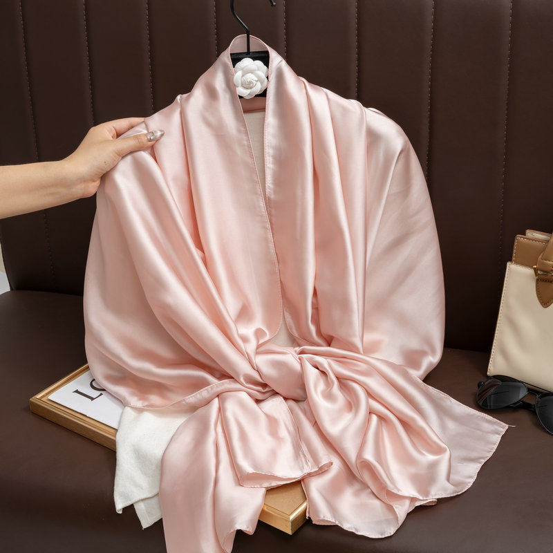 Pretty Pink Color Long Shiny Imported Satin Silk Hijab / Orna