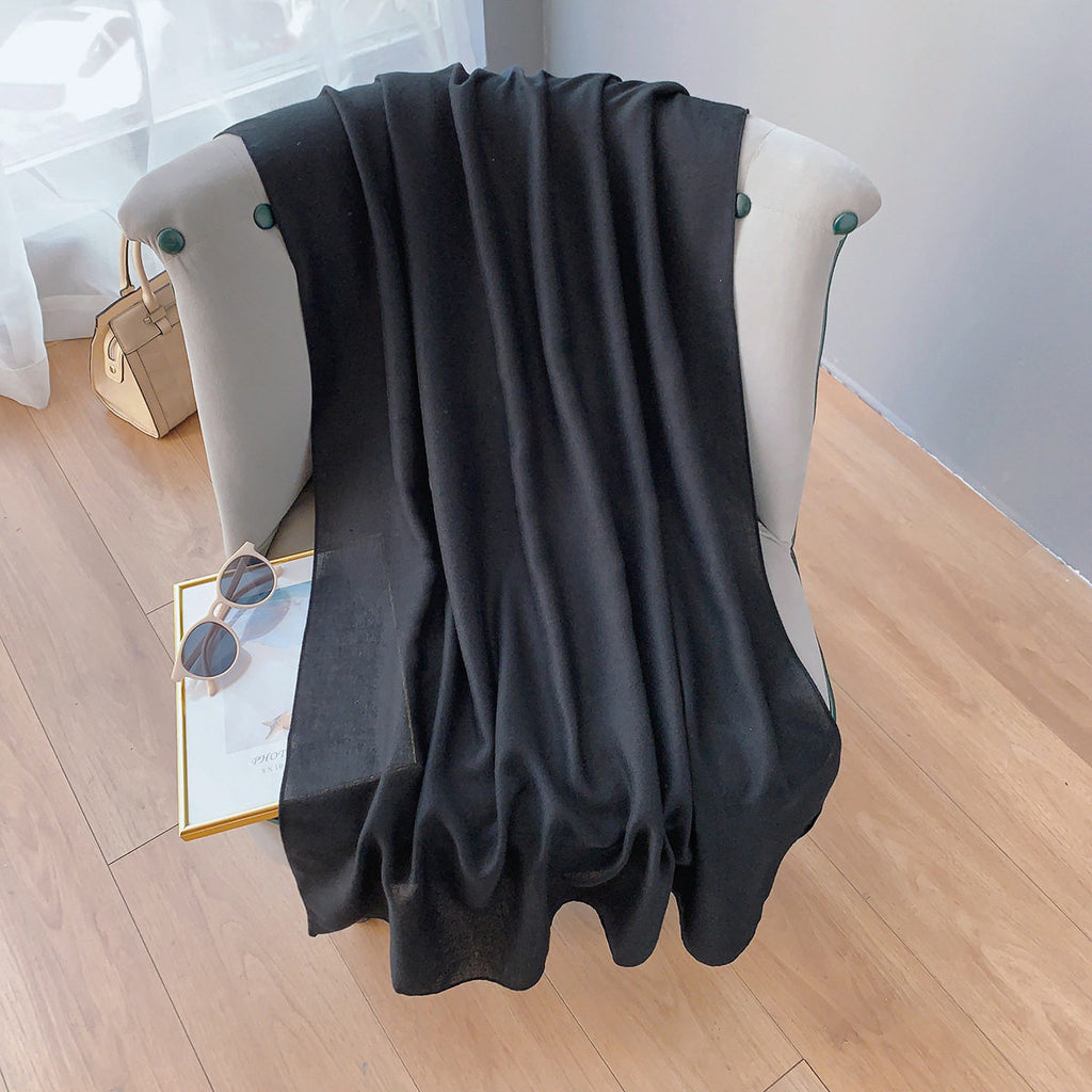 Elegant Black Color Long Soft Summer Friendly Imported Hijab / Orna