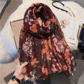 Gorgeous Maroon Color Floral Patterned Soft Lightweight Long Hijab / Orna
