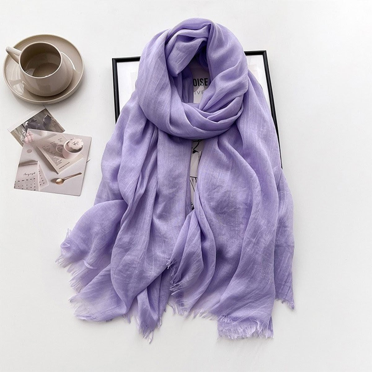 Lovely Lavender Color Imported Super Soft Big Size Summer Friendly Cotton Hijab / Orna