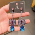 Geometry luxury design blue color shiny earrings