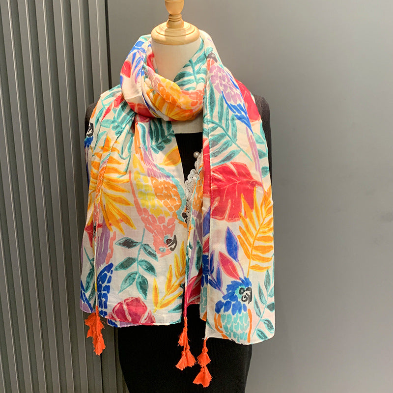 Imported colorful floral patterned cotton hijab / orna