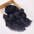 Stylish Navy Blue High Quality Rayon Golden Striped Muslim Women's Shiny Soft Breathable Imported Long Hijab / Orna
