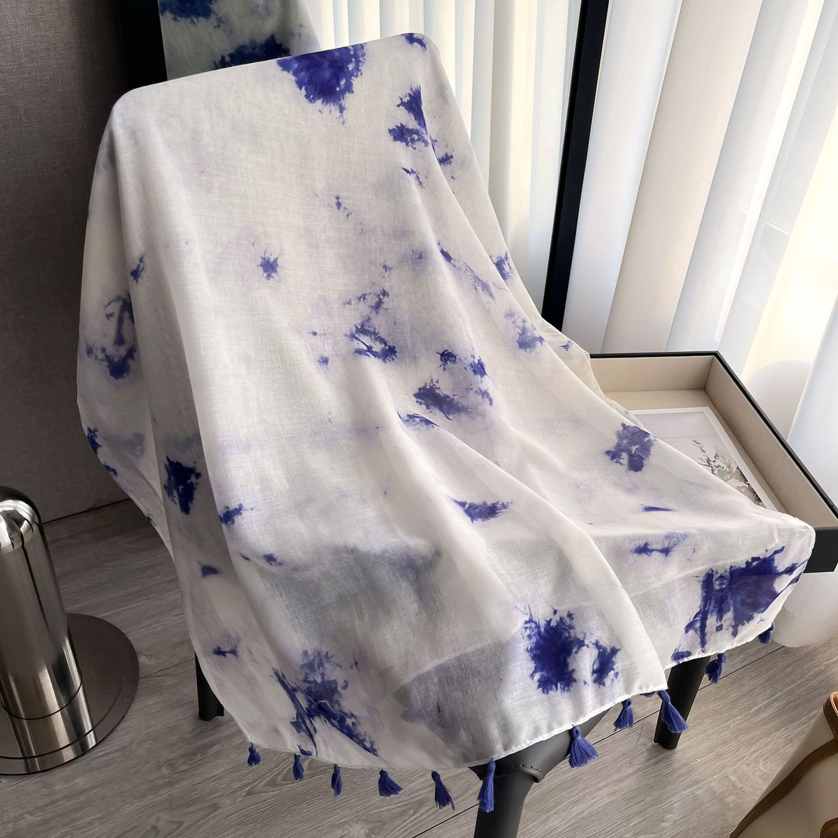 Classy Purple Color Ink Printed Summer Friendly Long Hijab / Orna