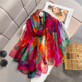 Imported colorful transparent long silk scarf / orna