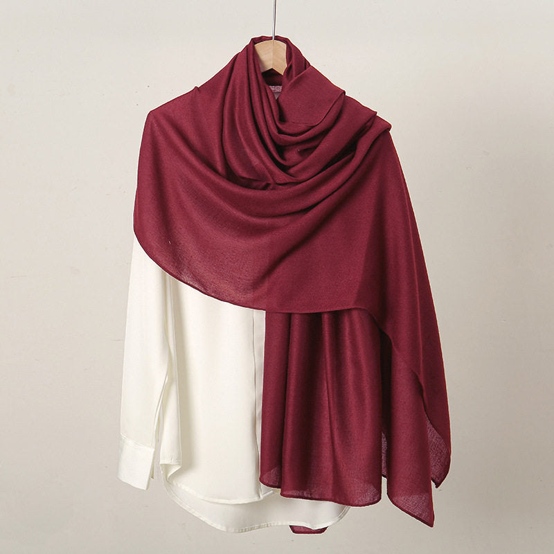 Gorgeous wine red color soft long cotton hijab / orna