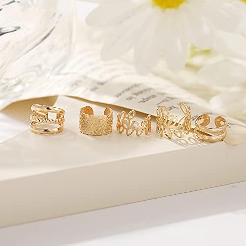 30 Pcs Set Vintage C Shaped Leaf Hollow Ear Cuff Helix Cartilage Ear Clip on Wrap Earrings Ear Cuffs for Women Men Non Piercing Ear Clip Fake Earrings Cartilage (Gold/Silver/Black)