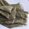 Classy dark olive color long soft rayon cotton hijab / scarf