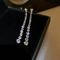 Elegant crystal long tassel earrings