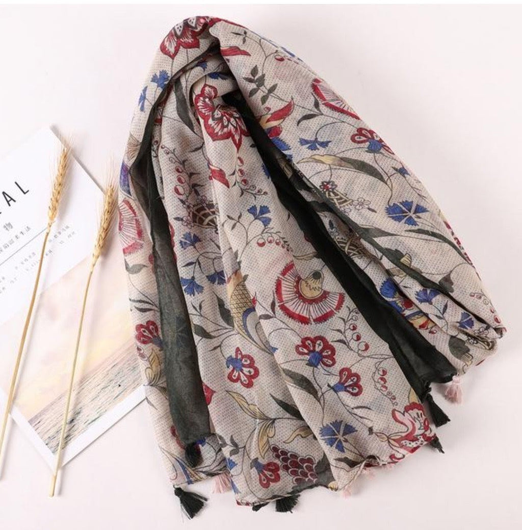 Elegant Olive Green Color Printed Summer Friendly Long Hijab / Orna