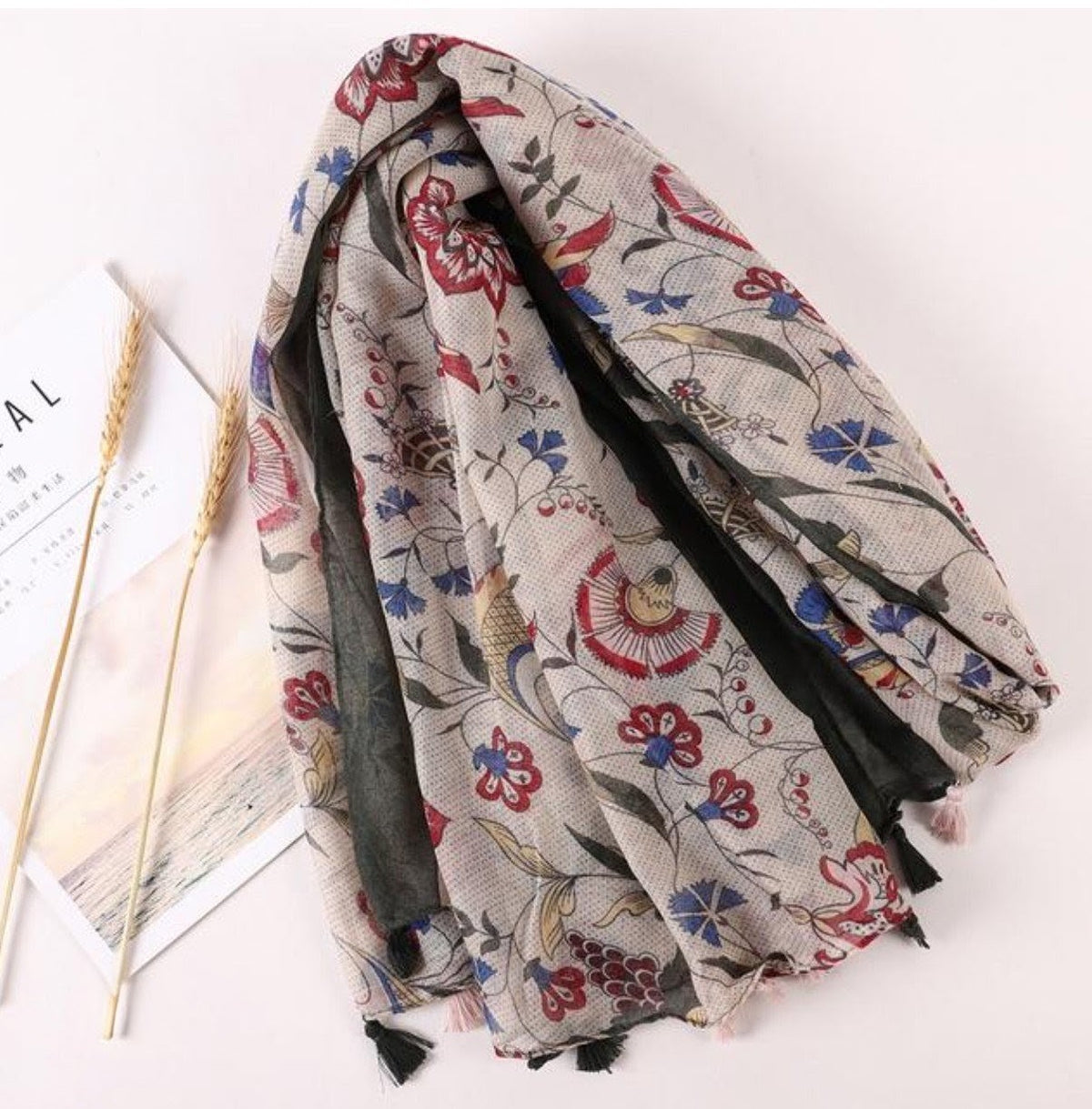 Elegant Olive Green Color Printed Summer Friendly Long Hijab / Orna